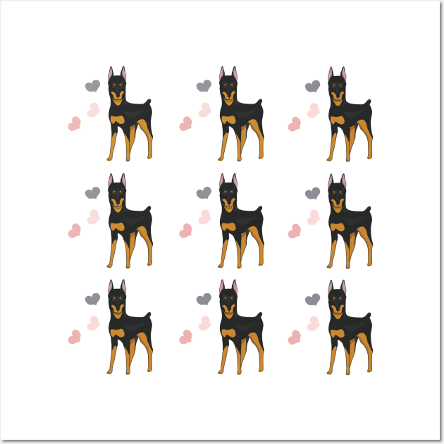 Doberman pinscher dog pattern Wall Art by Maful